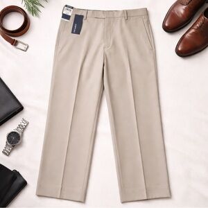 NEW Men's Kenneth Cole Reaction Flat Front Smooth Sailing Pants Stone 34W X 32L